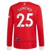 Virallinen Fanipaita Pitkähihainen Manchester United Jadon Sancho 25 Kotipelipaita 2021-22 - Miesten